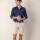 Camisa short collar lino Azul Marino