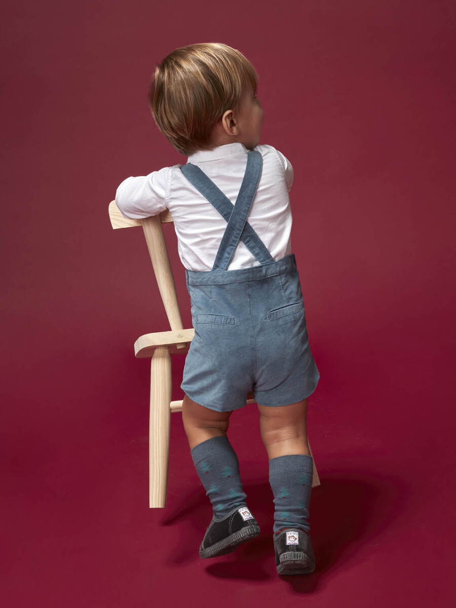 Pantalon Corto Con Tirantes Azulado