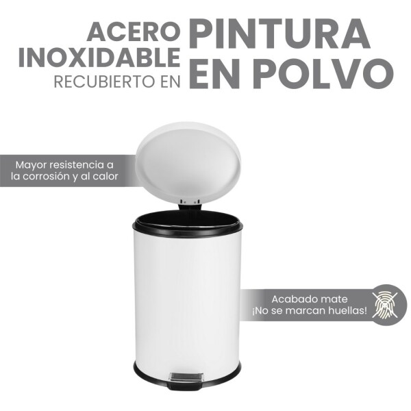 Cesto de basura 12 Litros Tacho Residuos Papelera Extraíble Acero Inoxidable Imback Color Blanco Cesto de basura 12 Litros Tacho Residuos Papelera Extraíble Acero Inoxidable Imback Color Blanco