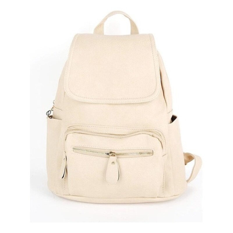 Mochila Canva modelo Dublín con tapa y cierres metálicos Beige