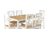 Juego de comedor 6 sillas - Madera maciza - Cruceta Blanco