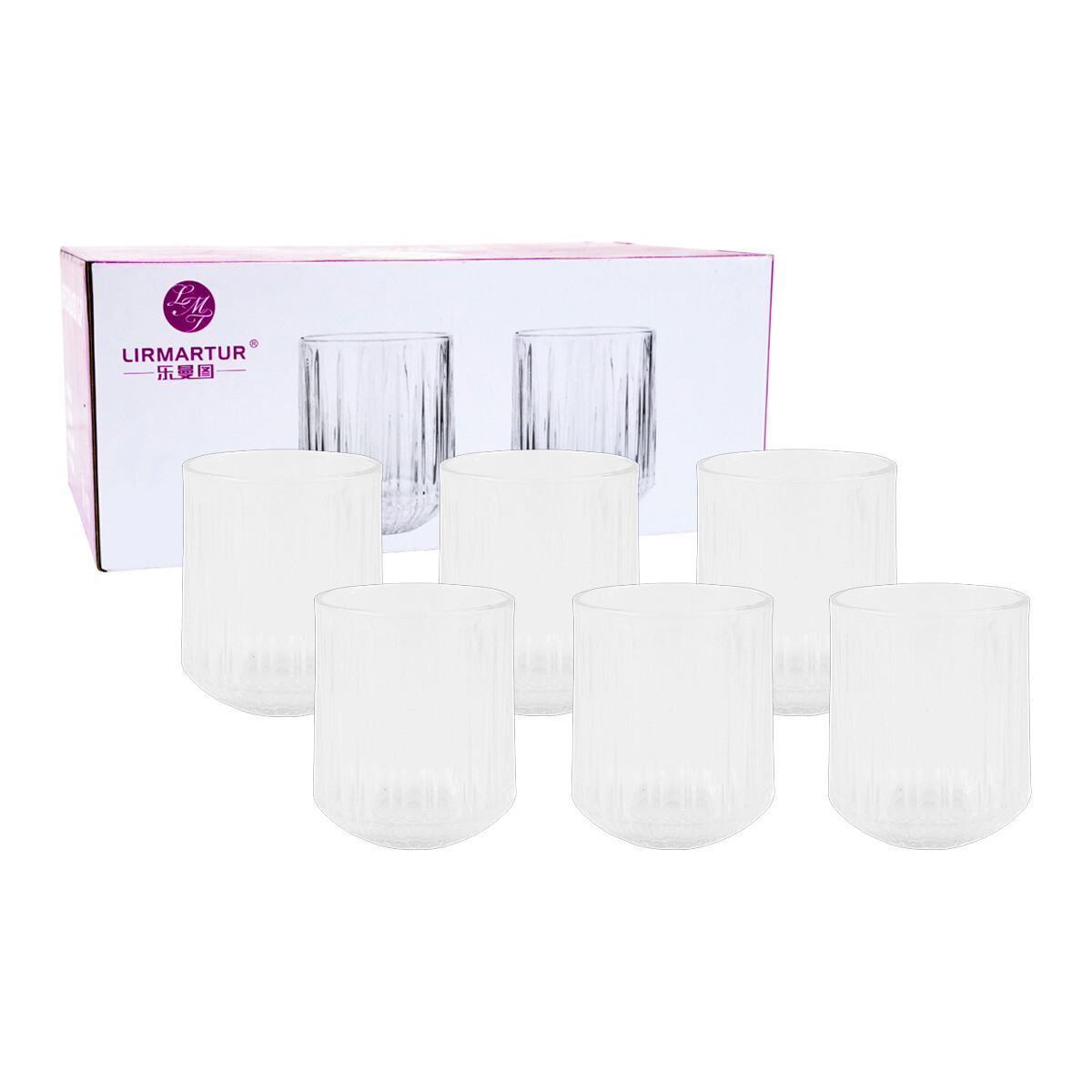 Set de 6 vasos de vidrio para whisky 