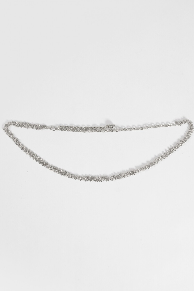 Cinturón metálico borlas plateado