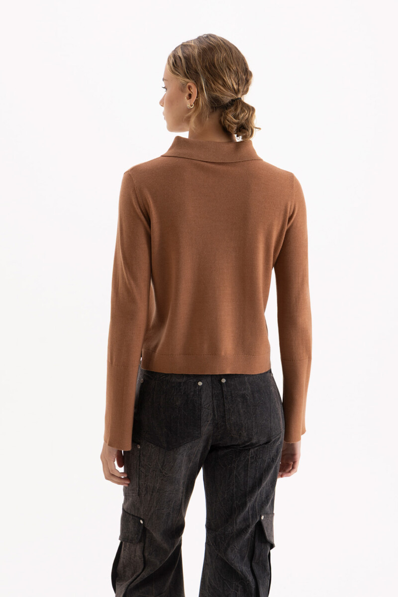 SWEATER POLO Marron