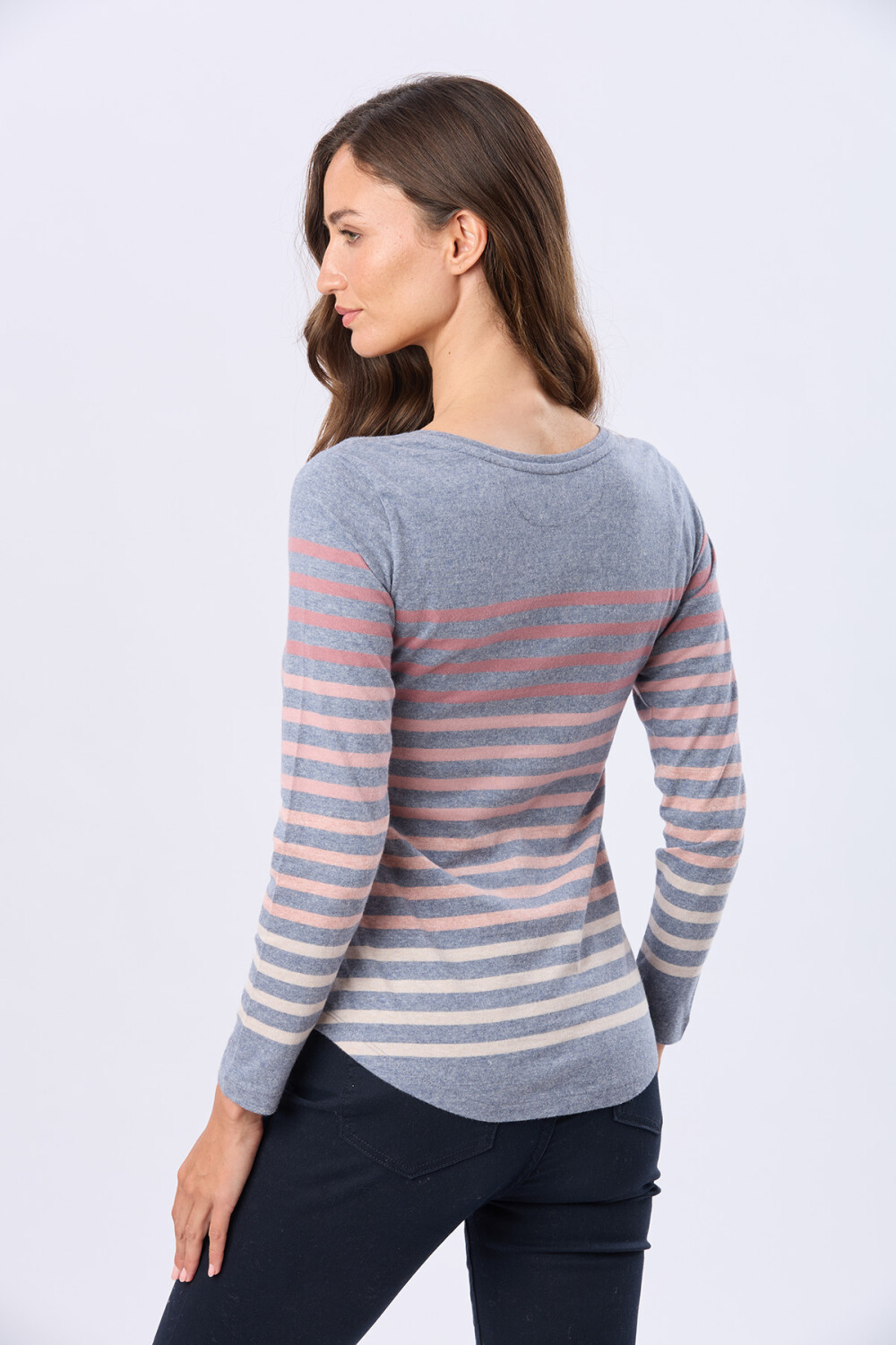 REMERA RAYADA CON BOTONES Azul