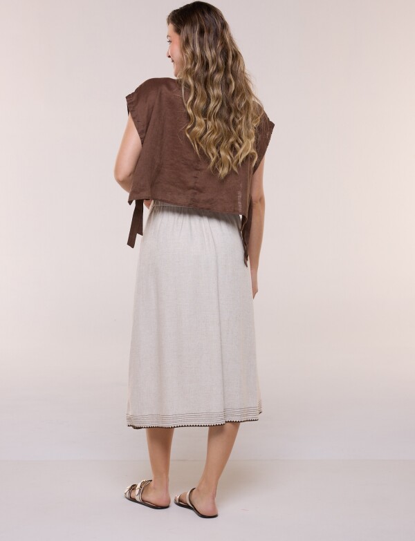 Falda Lino Pespunte BEIGE
