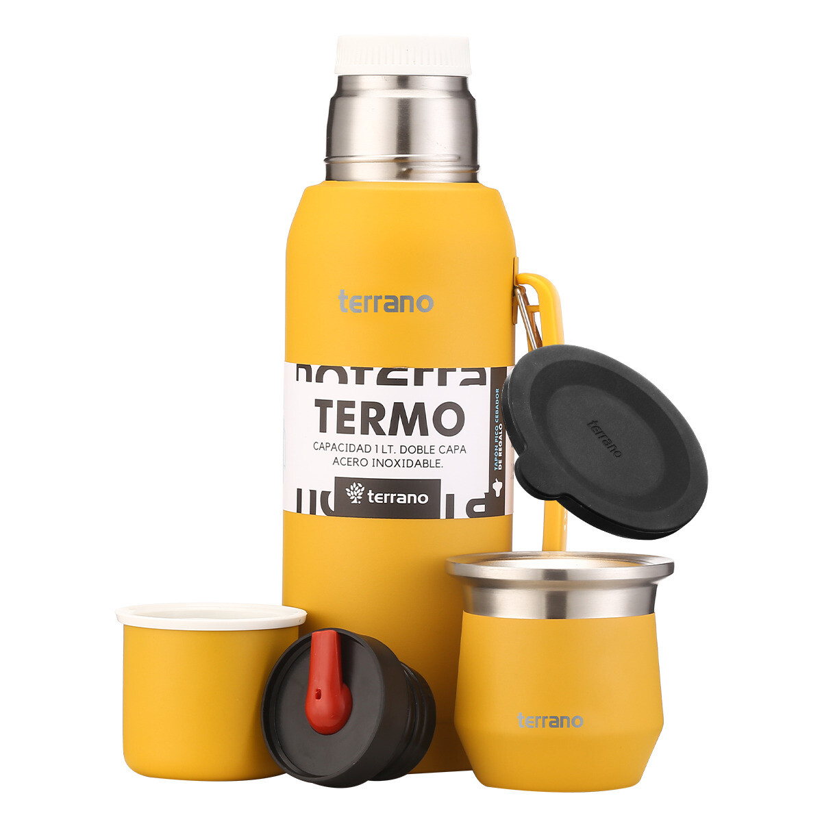 Kit Competo - Termo Acero 1LT + Mate Flap - Mostaza 