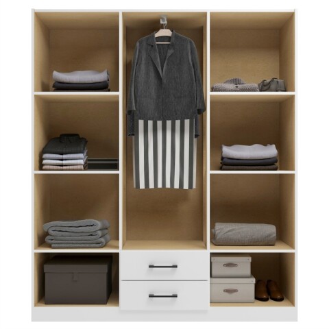 [OUTLET] Ropero Armario 6 puertas 2 cajones con estantes y perchero 170 x 134 x 36 cm - Blanco [OUTLET] Ropero Armario 6 puertas 2 cajones con estantes y perchero 170 x 134 x 36 cm - Blanco