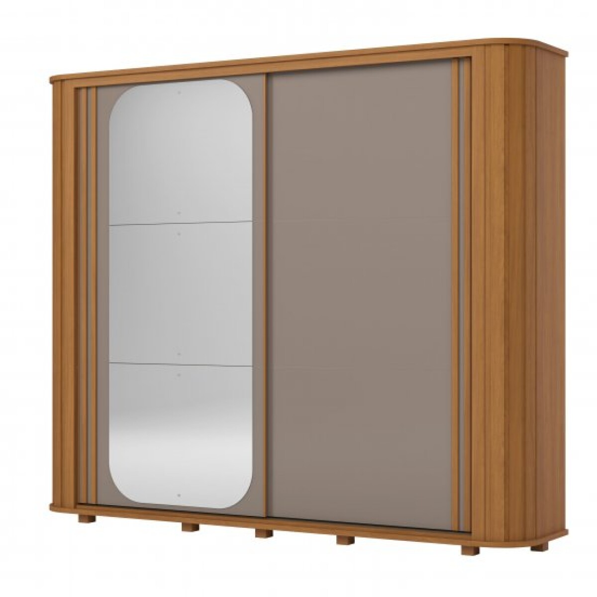 ROPERO MOZATTE 2 PUERTAS 6 CAJONES INTERNOS CON ESPEJO GUARDARROPA CLOSET ARMARIO - CANELA 