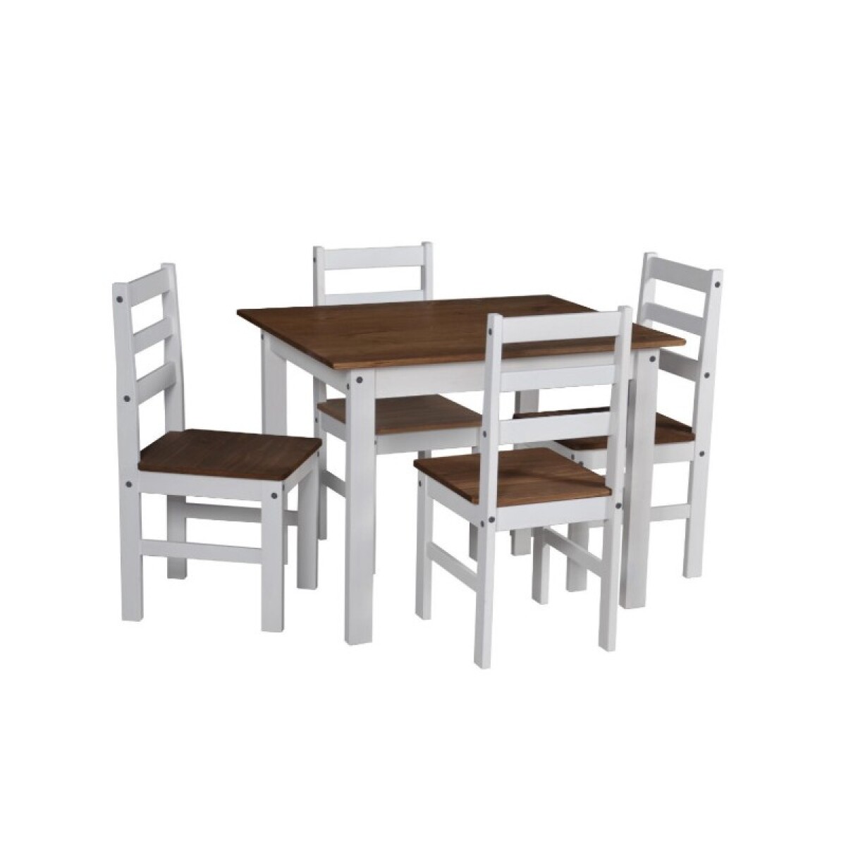 JUEGO DE COMEDOR 4 SILLAS BLANCO/CERA ACAPULCO 