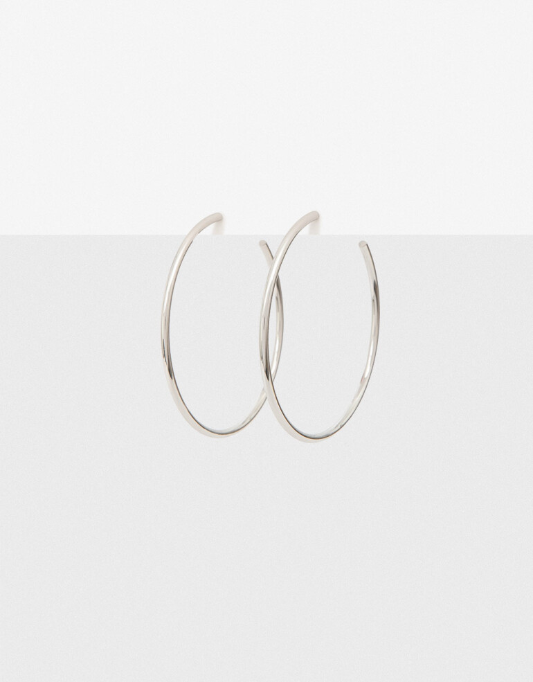 Aros Argollas Metal Aros Argollas Metal Delgado - Plateado Rodio
