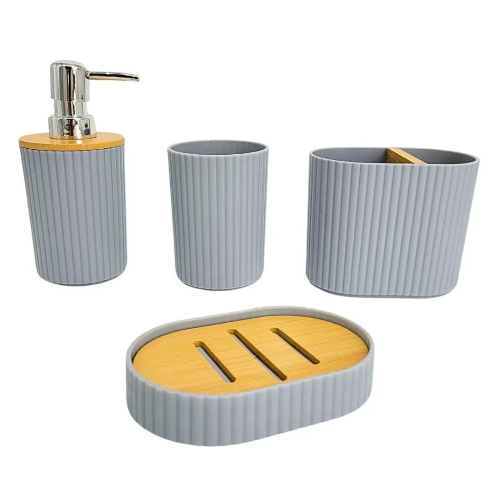 Elegante Kit De Accesorios Para Baño Gris