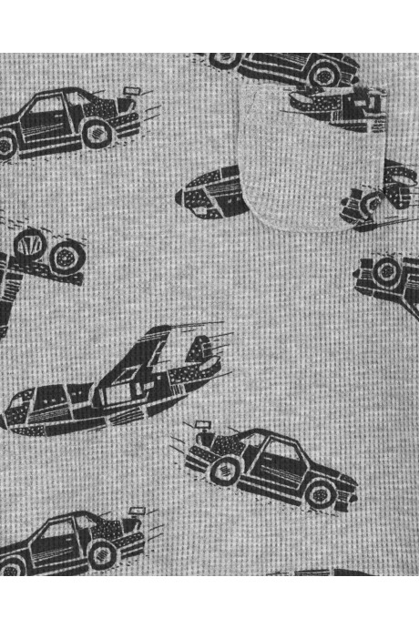 Set dos piezas de algodón, pantalón y remera térmica, diseño transportes Sin color
