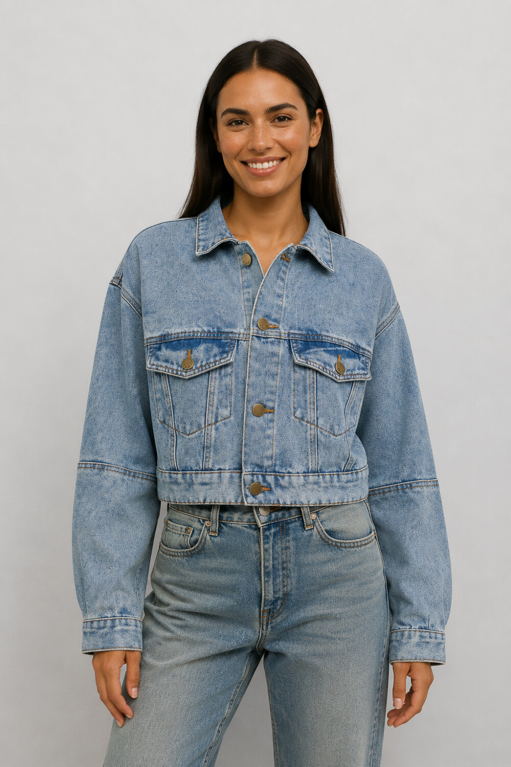 Campera Velor Azul Grisaceo