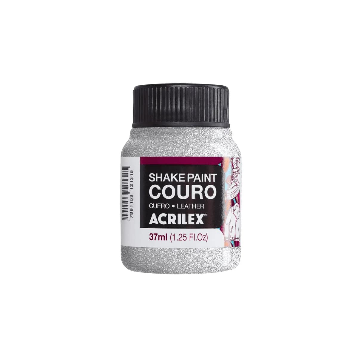 Pintura Acrilex Shake Cuero 37 ml - Plata Brillante 