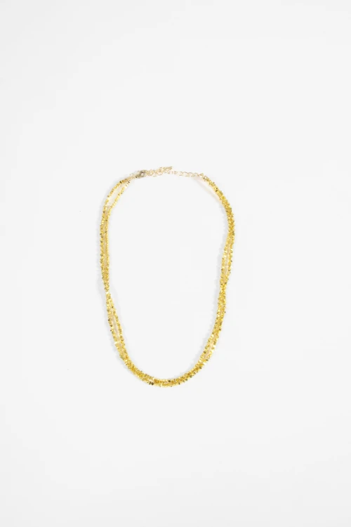 Collar cuentas metálicas dorado