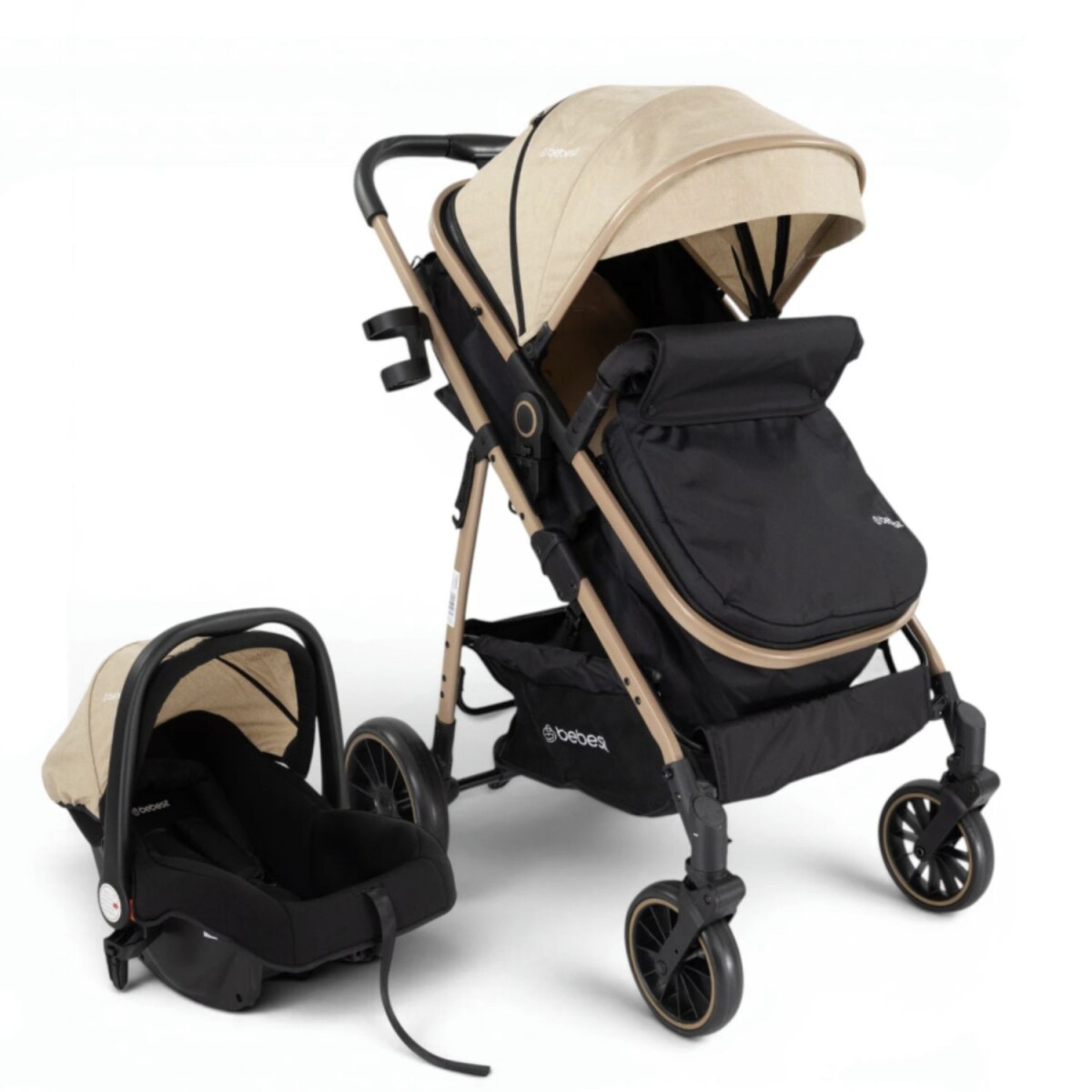 Coche de bebé Bebesit Travel System Jumbo con Baby Silla - Beige 