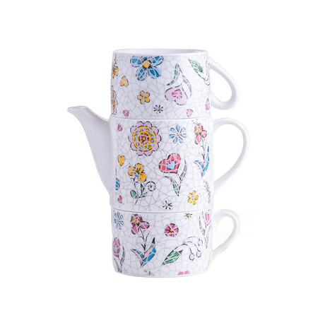 Juego De Té Mosaico Flores En Tallo