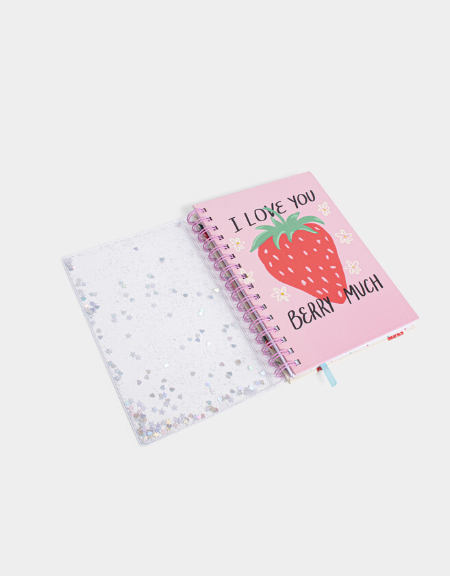 Anotadores Cuadernos y Memos Glitter Movible Cuaderno A5 "i Love You Berry Much" - Rosa Claro
