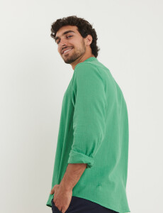 011954 CAMISA HARRINGTON LABEL LINO Verde Medio