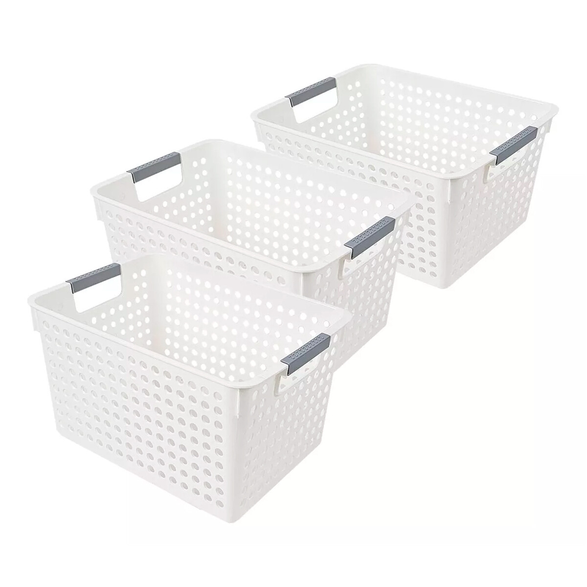 Set x3 Cesto calado M 31 x 21,5 x 17,5 cm - BLANCO 