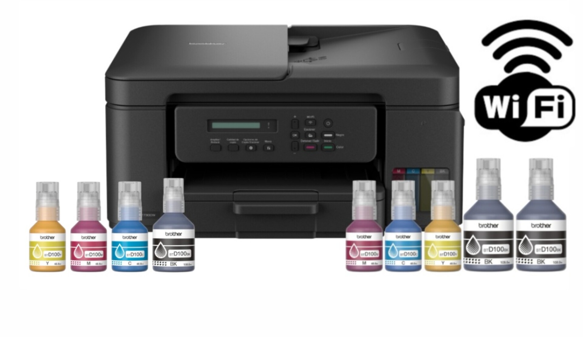 Impresora Brother Multifunción Wi-fi + Botellas de Recarga Extra 