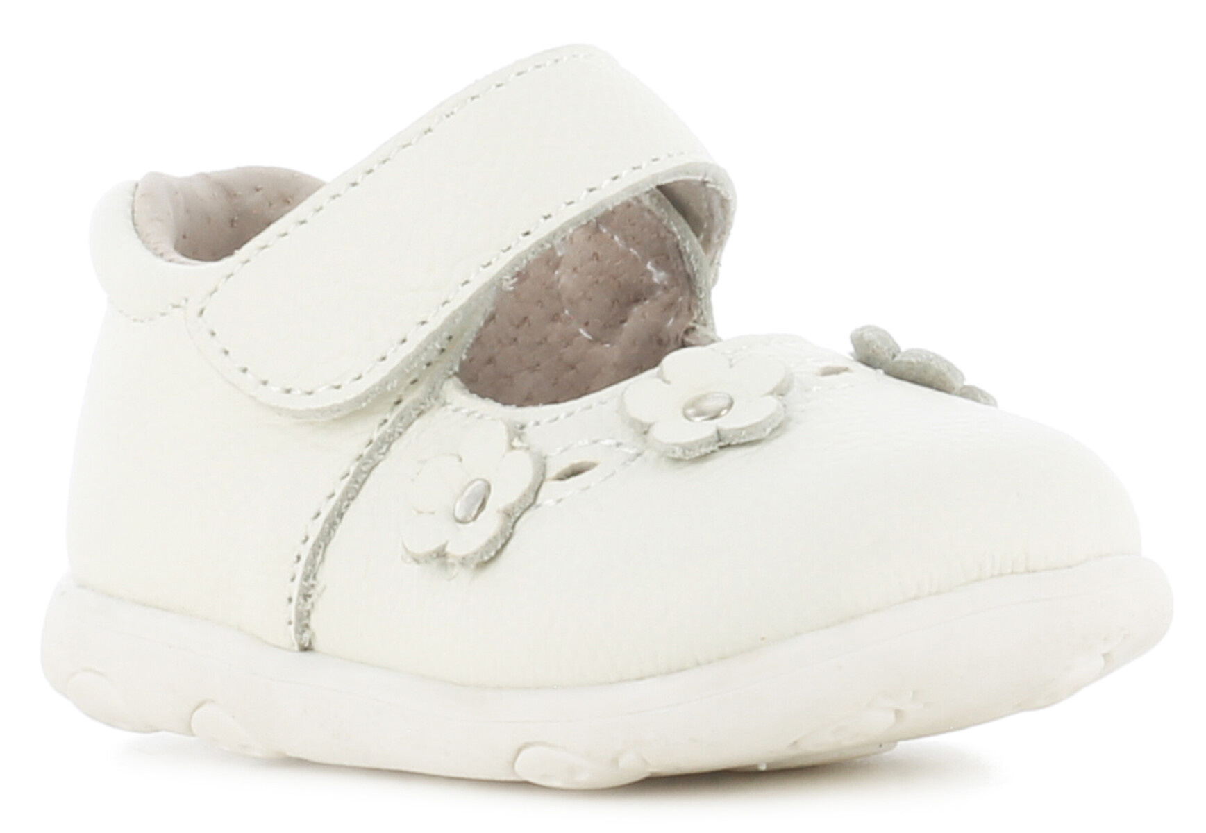 Zapatos de Niña MINI Miss Carol NEBULA con velcro y flores - Blanco 