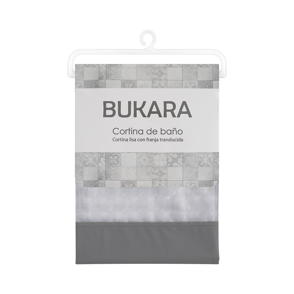Cortina Baño con Transparencia Bukara con Argollas 180 x 180 cm - GRIS 