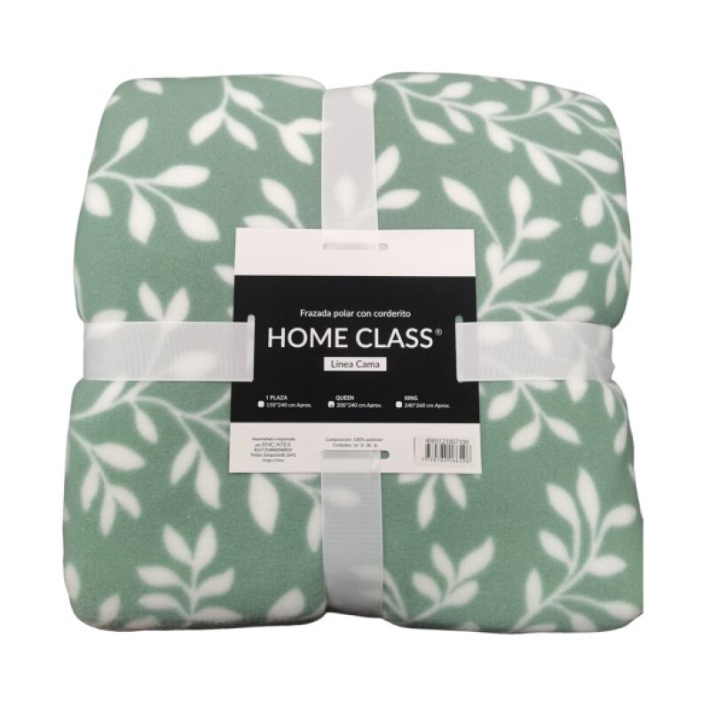 Frazada con Corderito 2 PLAZA Home Class 200 x 240 cm HOJAS VERDES