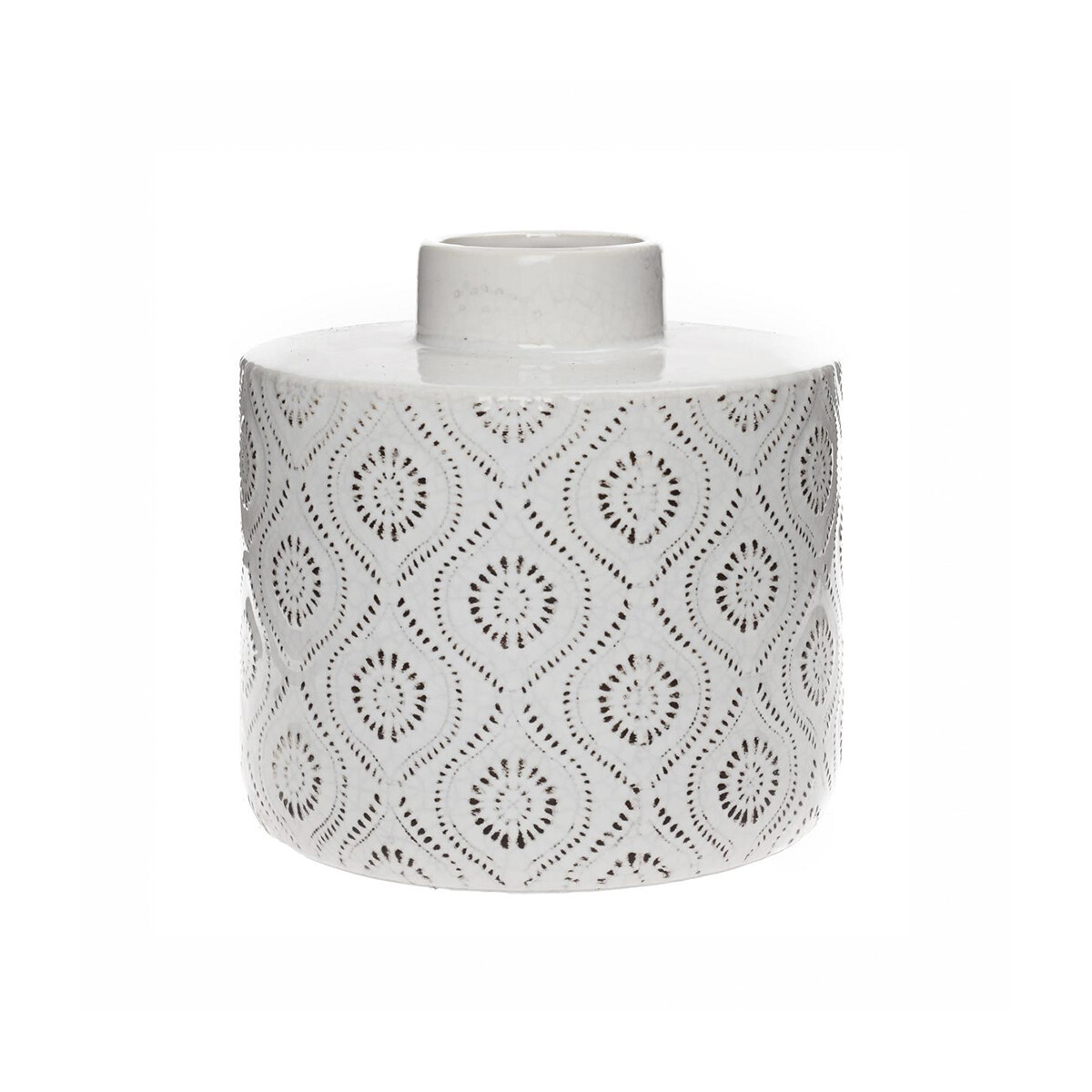 FLORERO ÉTNICO CERÁMICA 17X17X15.5CM BLANCO 