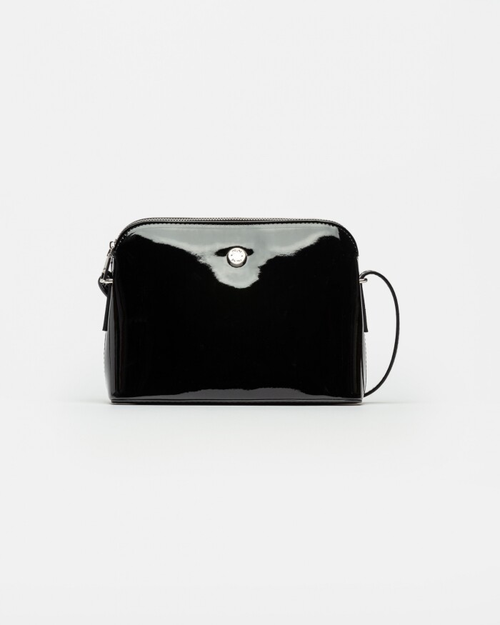 Bandolera Dyna En Efecto Cuero Charol Negro