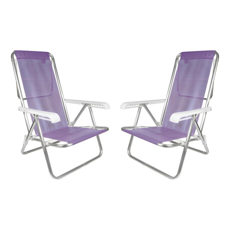 Kit 2 Reposeras Reclinables 8 Posiciones Aluminio Mor Sannet Lila