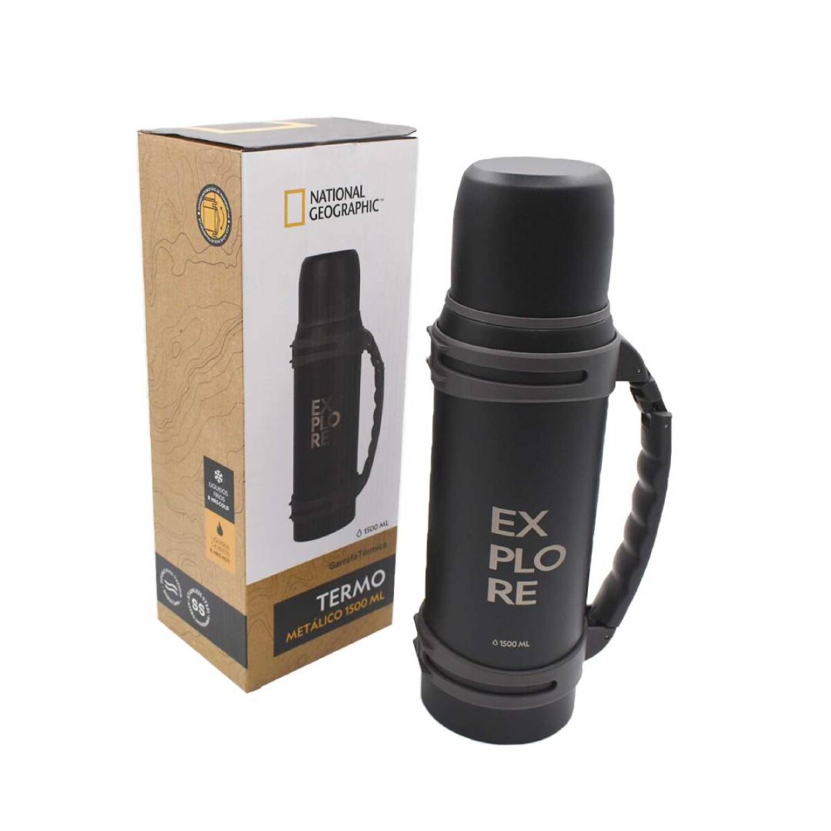Termo National Geographic Con Asa 1.5 Lts - Negro 