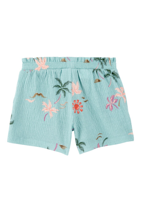 Short de jersey arrugado, diseño floral Sin color