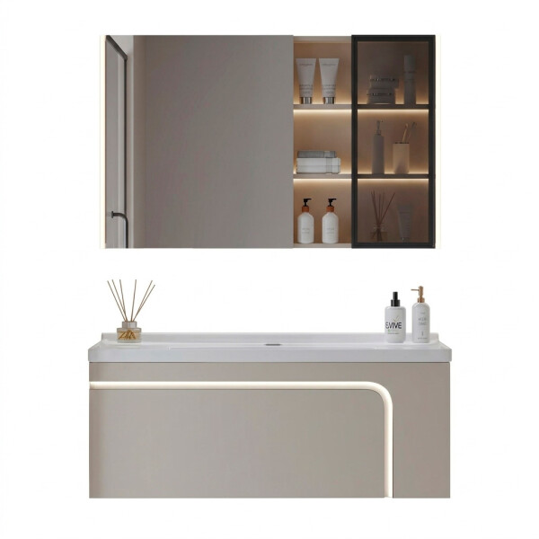 CONJUNTO DE BAÑO HABITARE MODELO SY2013-80 / MUEBLE + BACHA + ESPEJO C/ LUZ LED - 80 cm Conjunto De Baño Habitare Modelo Sy2013-80 / Mueble + Bacha + Espejo C/ Luz Led - 80 Cm