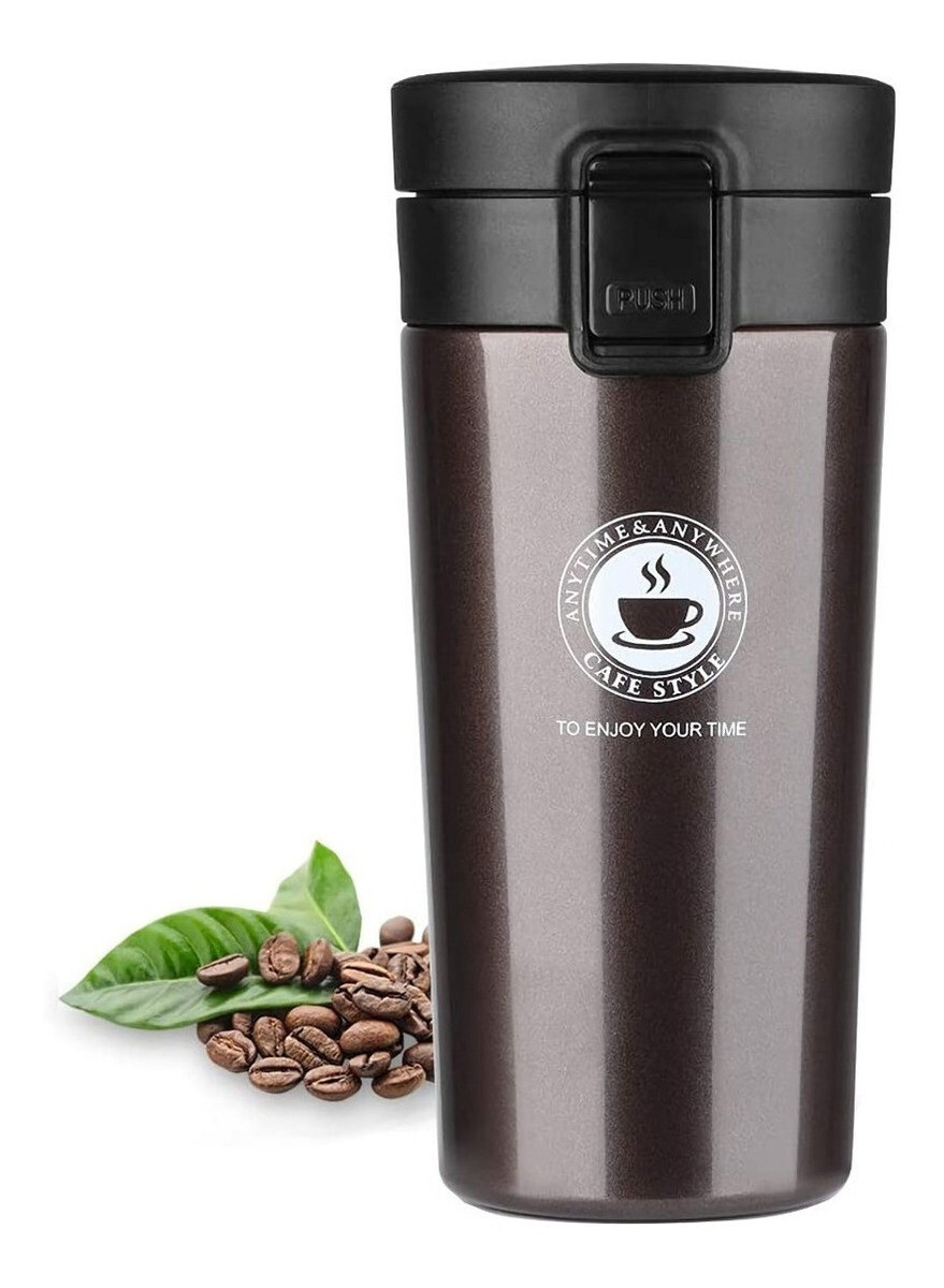 Vaso Térmico 500ml C/ Tapa Abre Facil Cafe Te Agua Y+ - Variante Color Marrón 