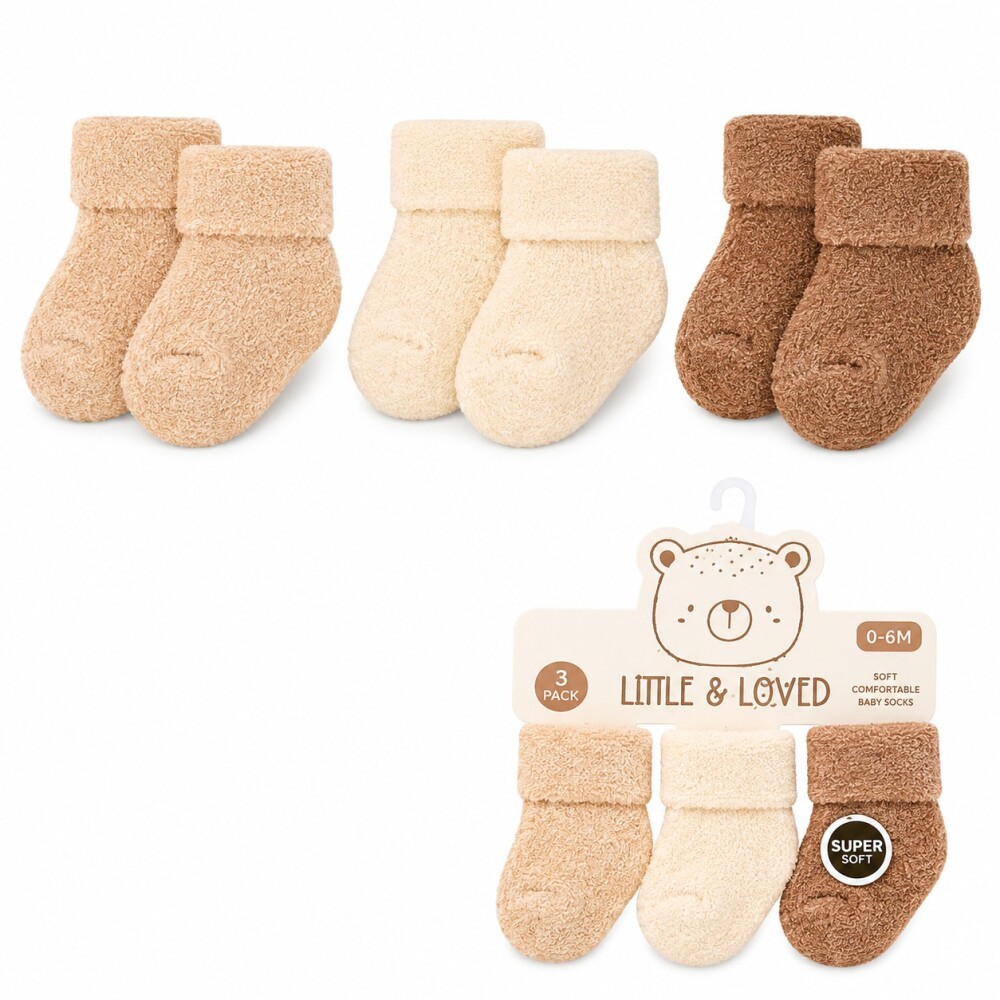 Set x3 medias 0 a 6 meses little & loved beige