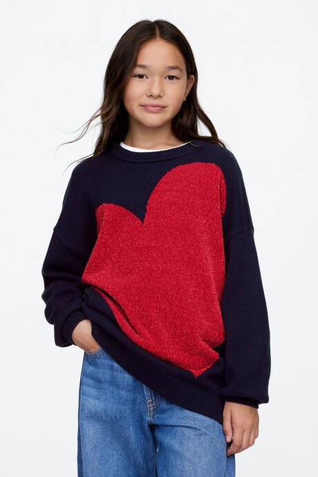 Buzo Túnica Niña Navy Red Hearts