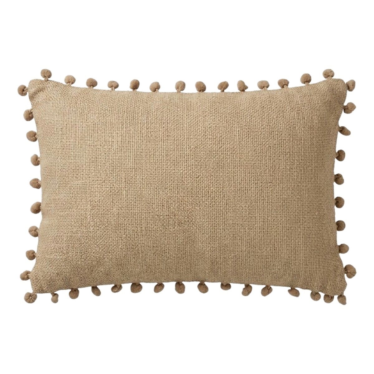 COJIN RECT BEIGE /POM POM 30X50CM 