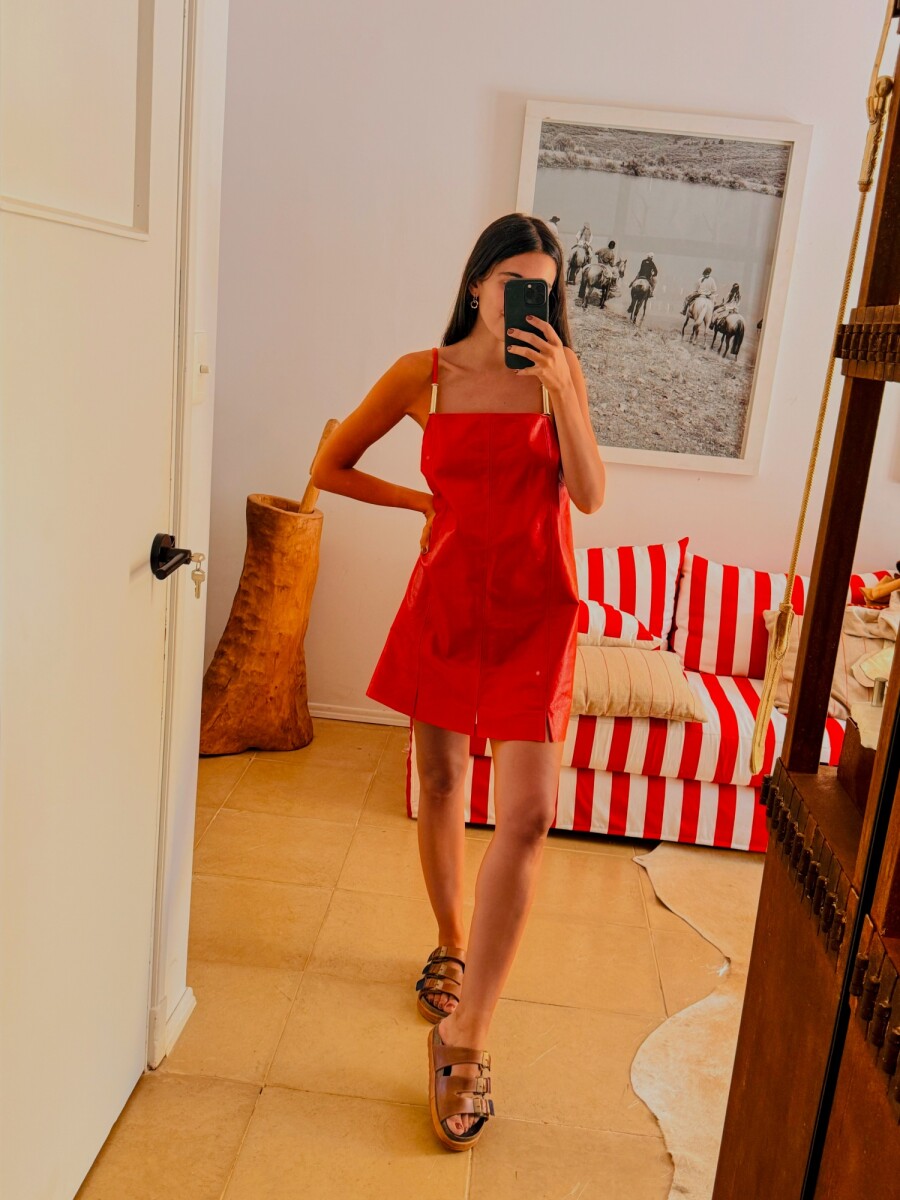 Mini Leather Dress - Rojo 