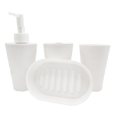 Kit Set Dispensador Jabon Y Porta Cepillo Soporte Cepillos Variante Color Blanco