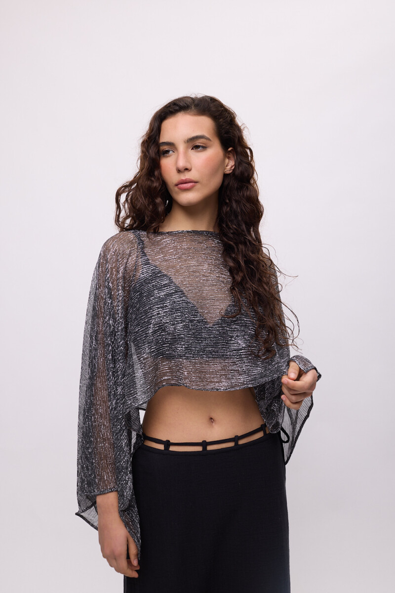Poncho Sevilla Negro y Plata