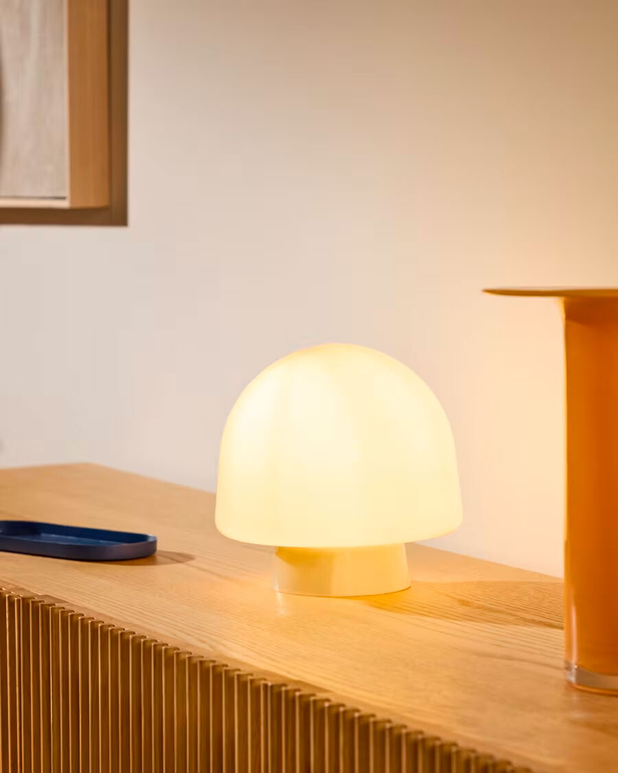 Lámpara de mesa Reig de cristal gris