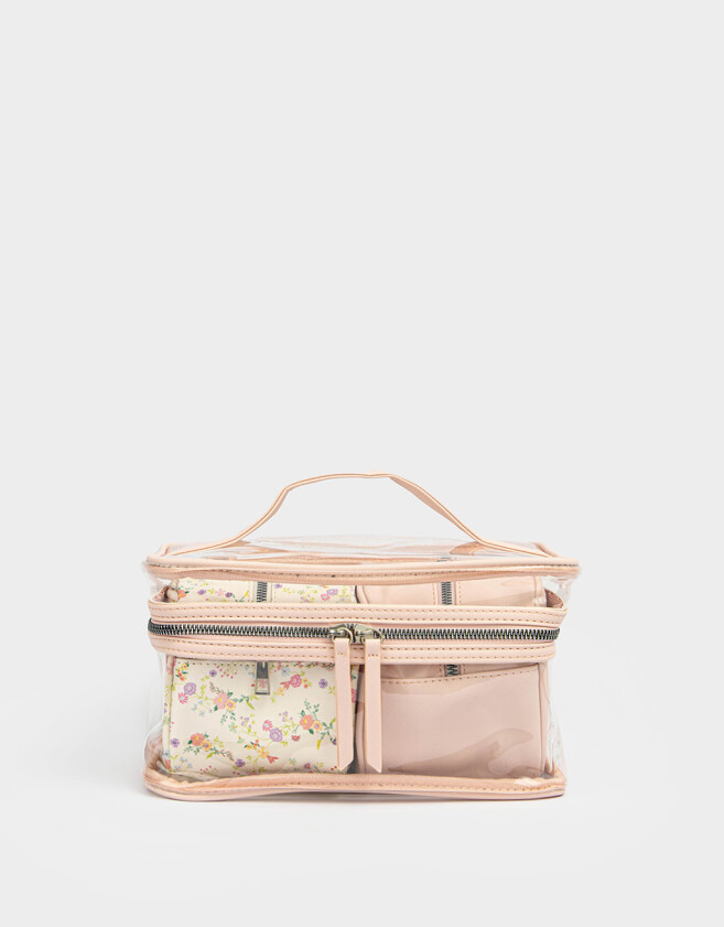Porta Cosméticos Flores Set De Mix Estuches - Rosa Claro
