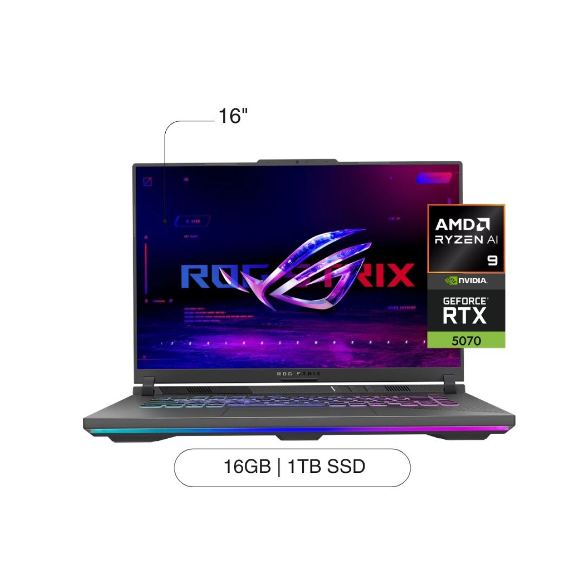 Asus Rog Strix G16 16' FHD+ Ryzen 9 16Gb Ram 1TB SSD RTX5070 