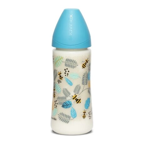Biberón Suavinex +4M 360Ml Tetina Silic Redonda Flujo Denso Celeste