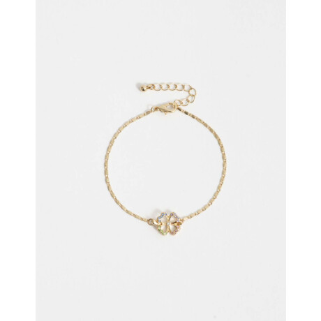 Pulsera Flexible Trébol Bañada En Oro Dorado