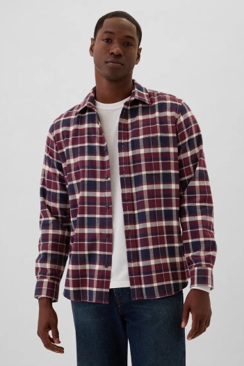 Camisa Standard Franela Hombre Multi Plum Plaid