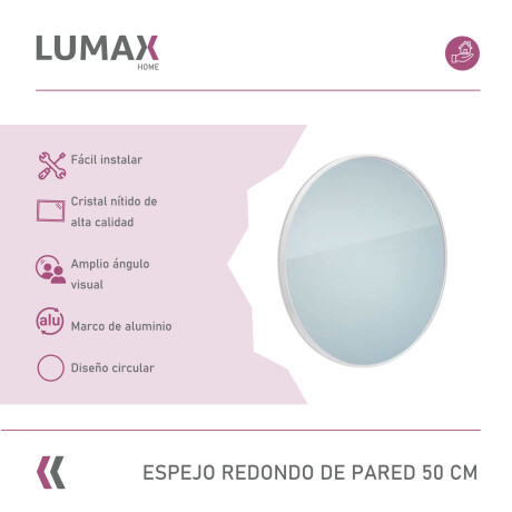 Espejo redondo de pared Lumax Diámetro 50cm Blanco