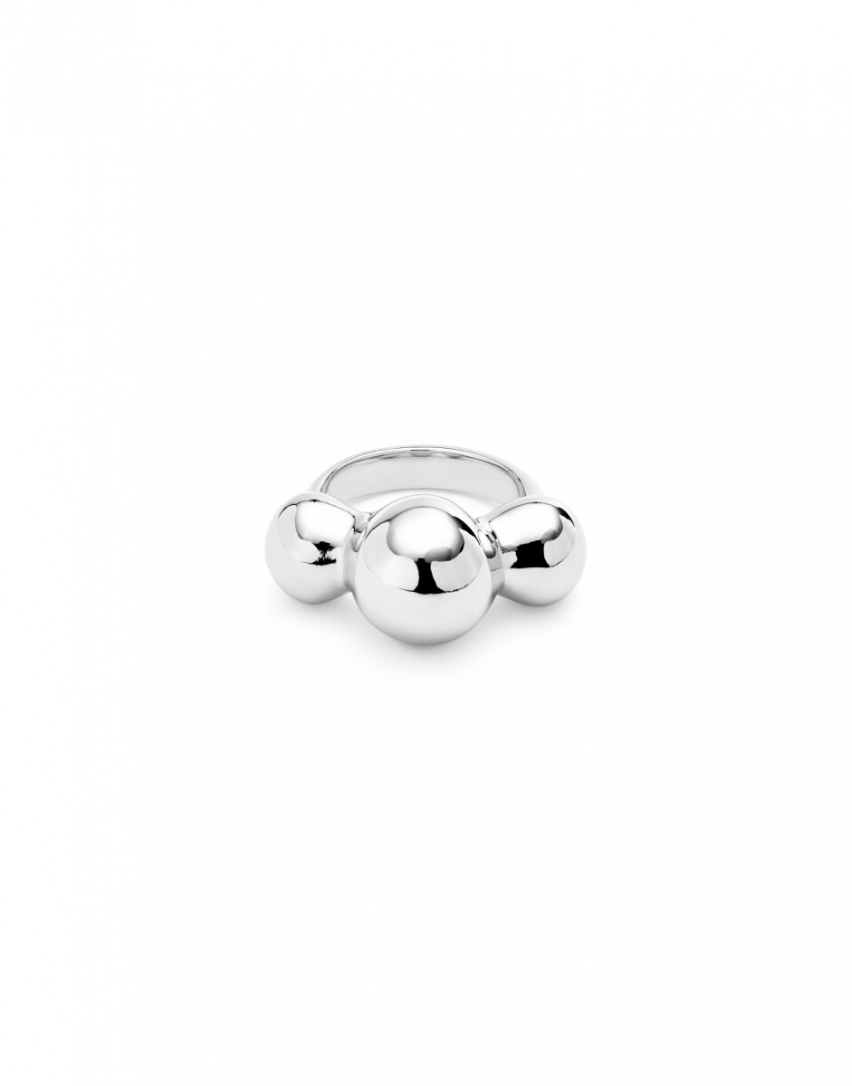 ANILLO EN ALEACIÓN DE METALES BAÑADO EN PLATA DE LEY Y TRES BOLAS CENTRALES - Anillo 